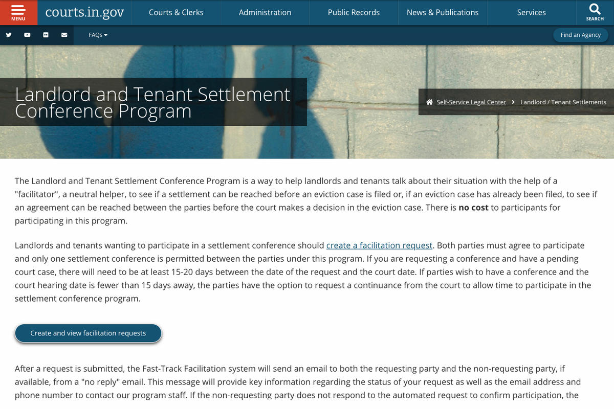 Landlord-tenant settlement page screenshot.