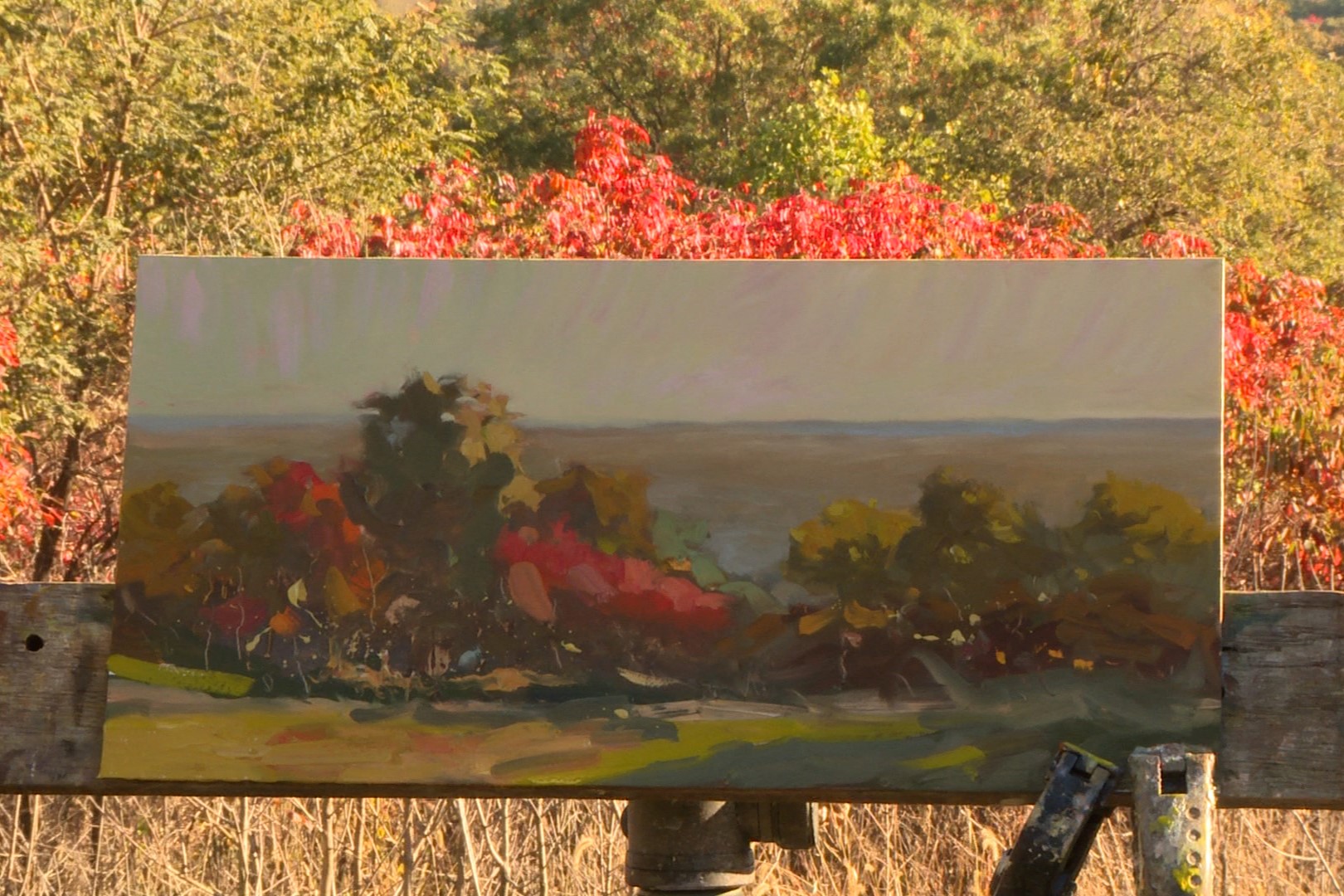 An almost-finalized oil painting of Hohen Vista at Brown County State Park.