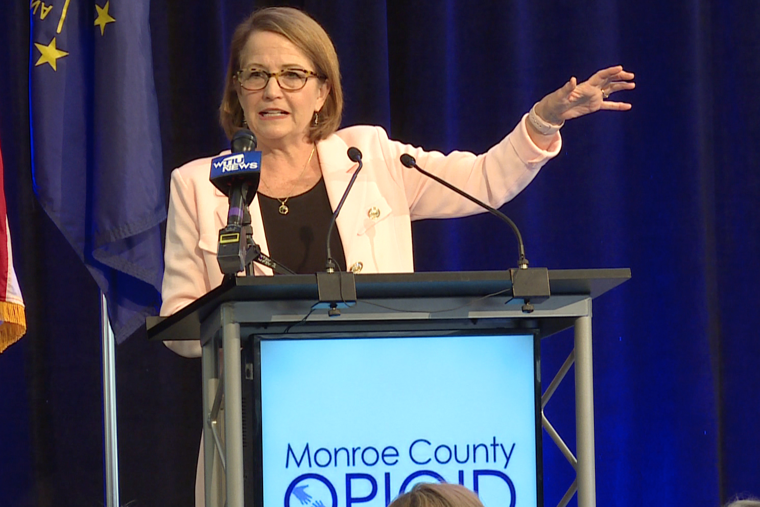Indiana Chief Justice Loretta H. Rush speaks at the 2019 South Central Opioid Summit