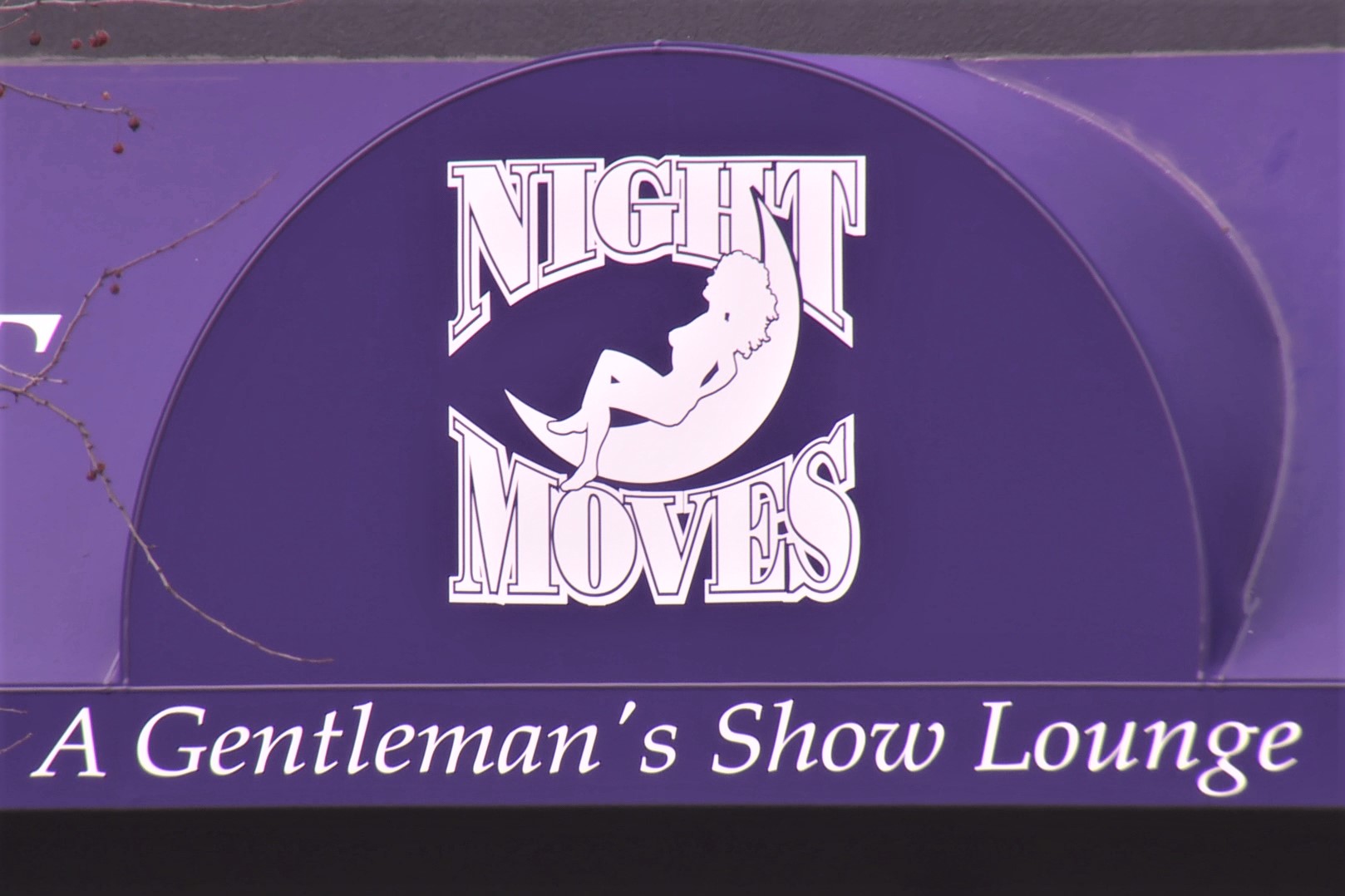 The sign outside Night Moves adult/gentlemen's/strip club in Bloomington.