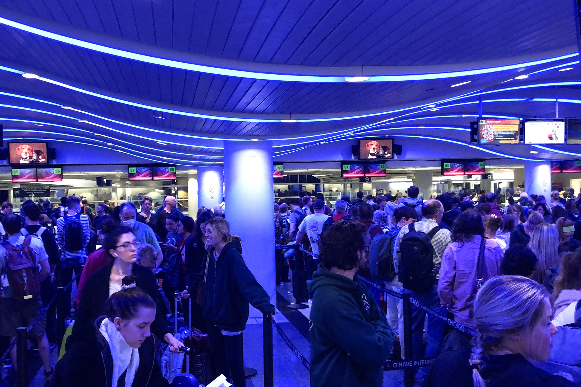 Lines at O'Hare International Airport as people try to come into the U.S. amid the coronavirus pandemic.