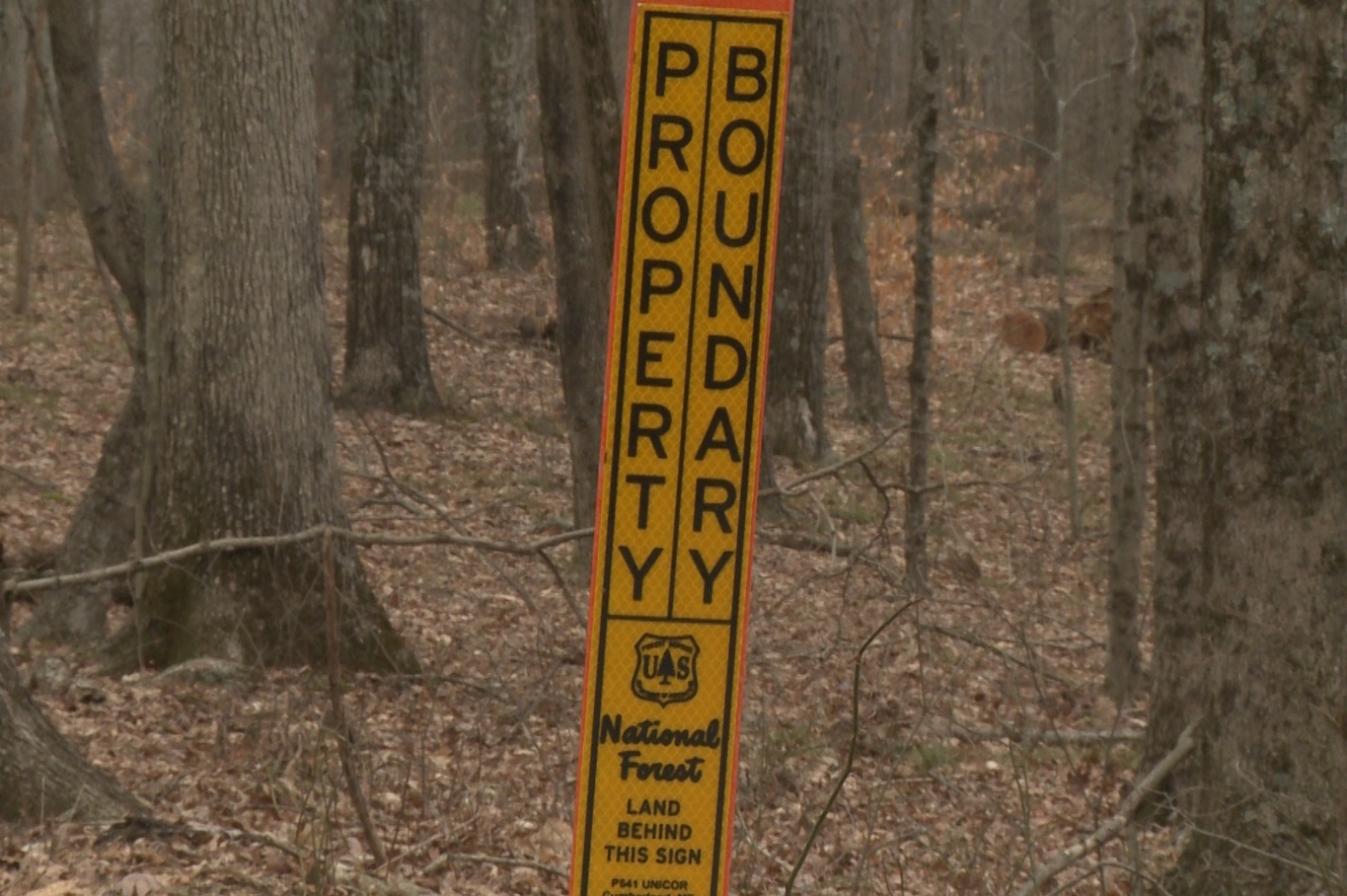 A park boundary sign outside the Hoosier National Forest.