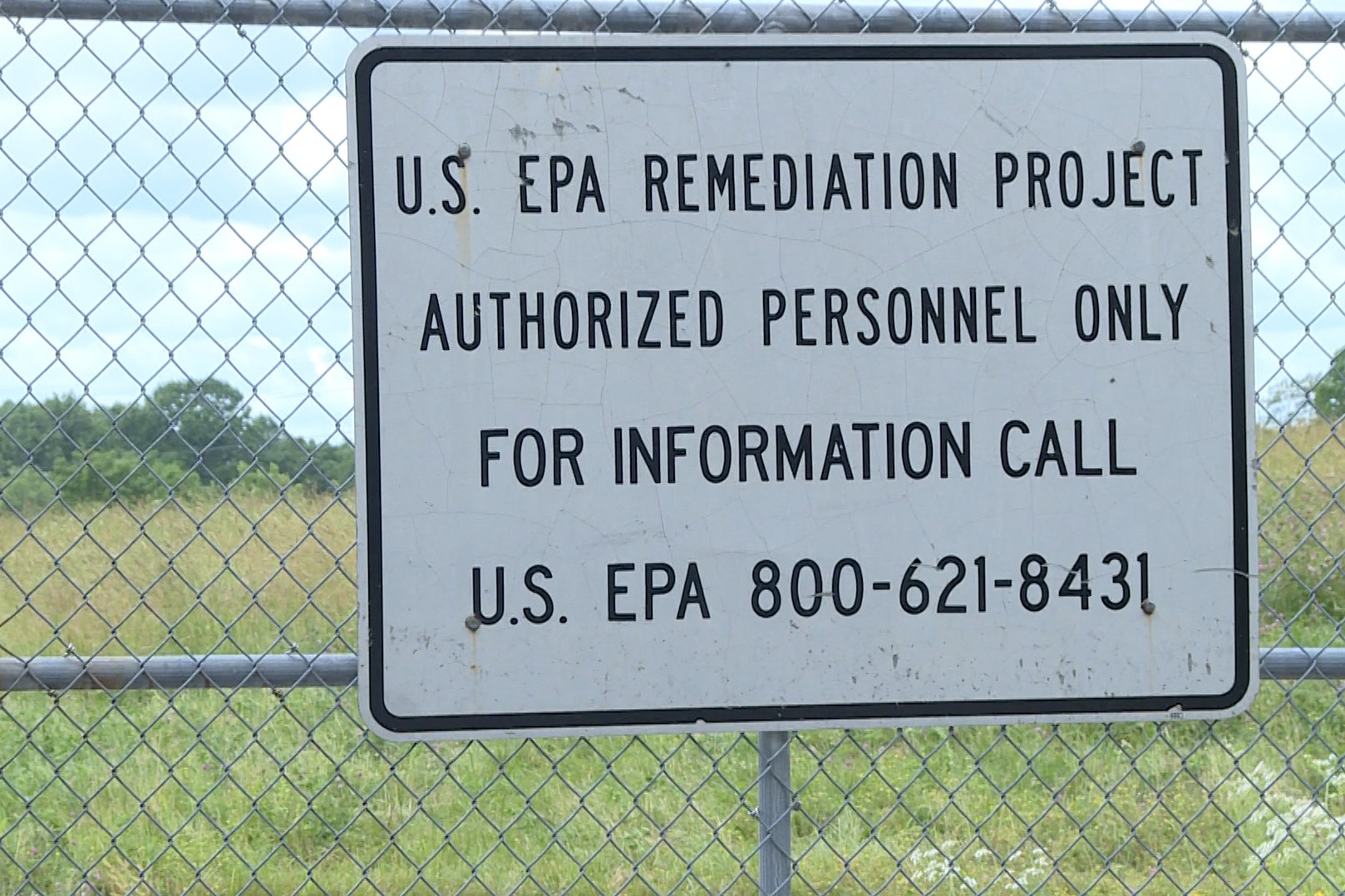 A sign at the Monroe County PCB site.