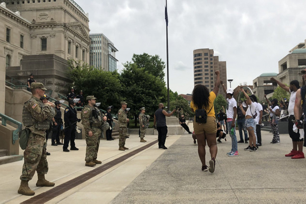 Peaceful protesters march on Indianapolis State House (June 4, 2020)
