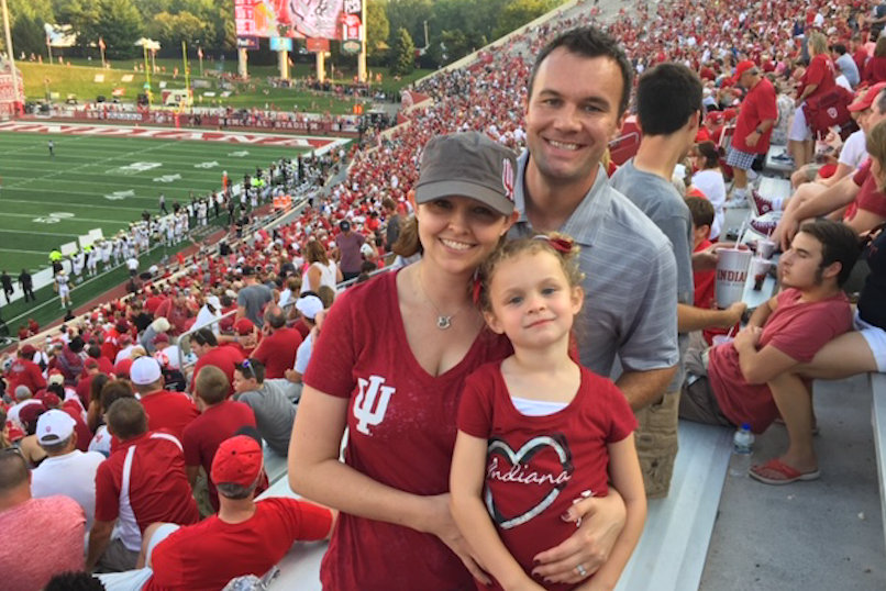 The Pickens family at an IU football game in Memorial Stadium.