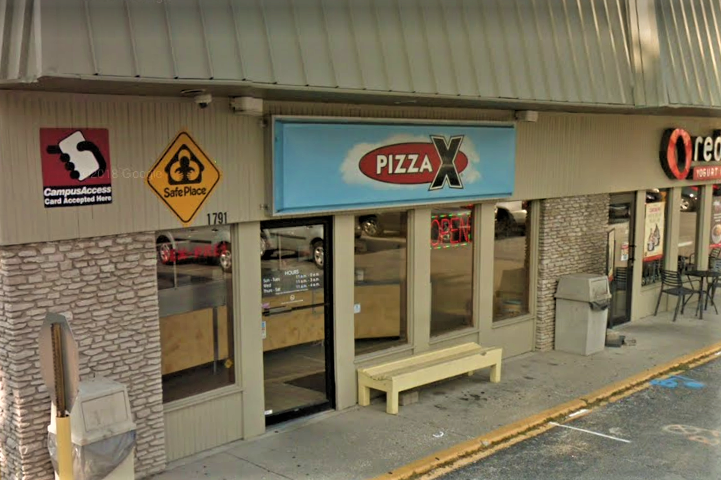 Pizza X storefront near IU's campus.