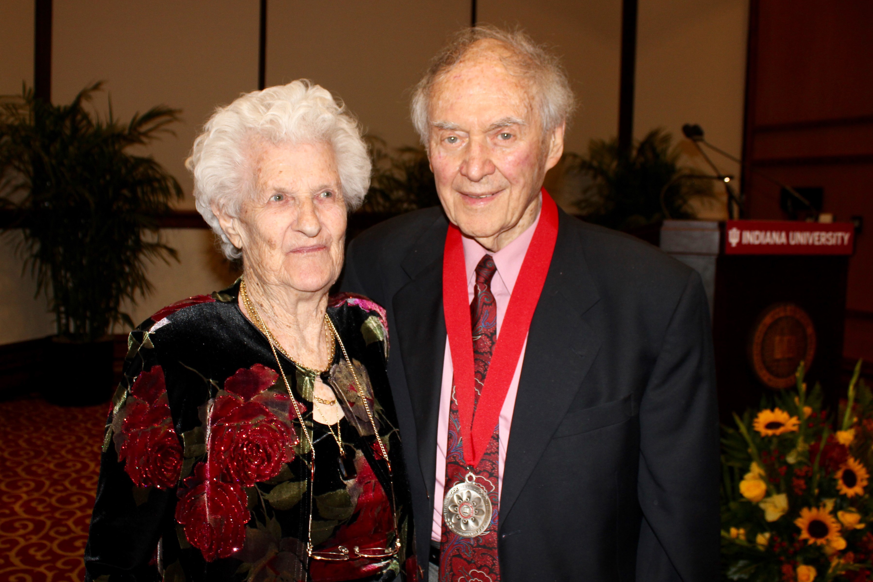 Rudy Pozzatti and his wife, Dorothy, at IU's 2018 President's Medal for Excellence ceremony.