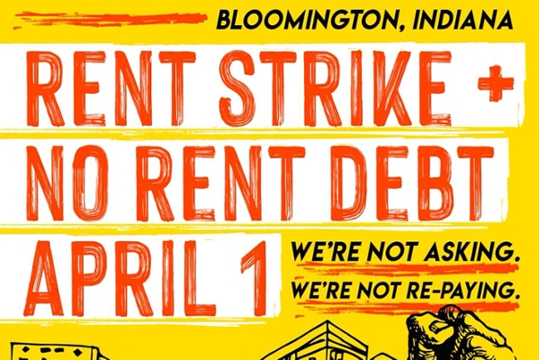 Bloomington Solidarity Network Rent Strike banner