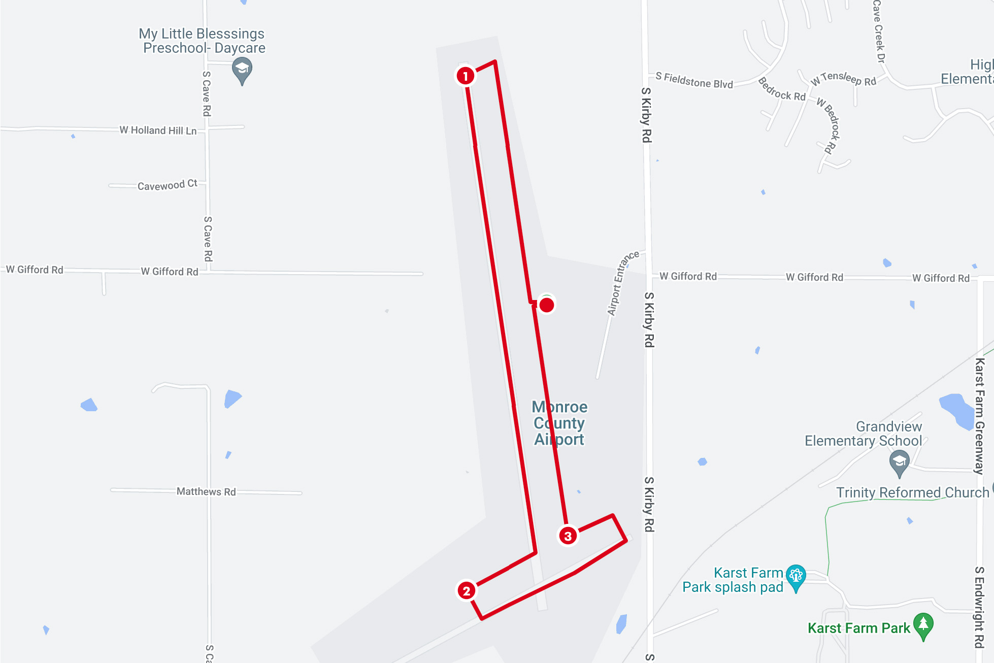Runway Day 5k course map