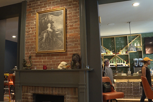 The inside of restaurant Scholar's Keep in Bloomington.