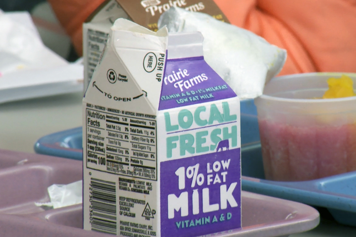 milk carton at school lunch table