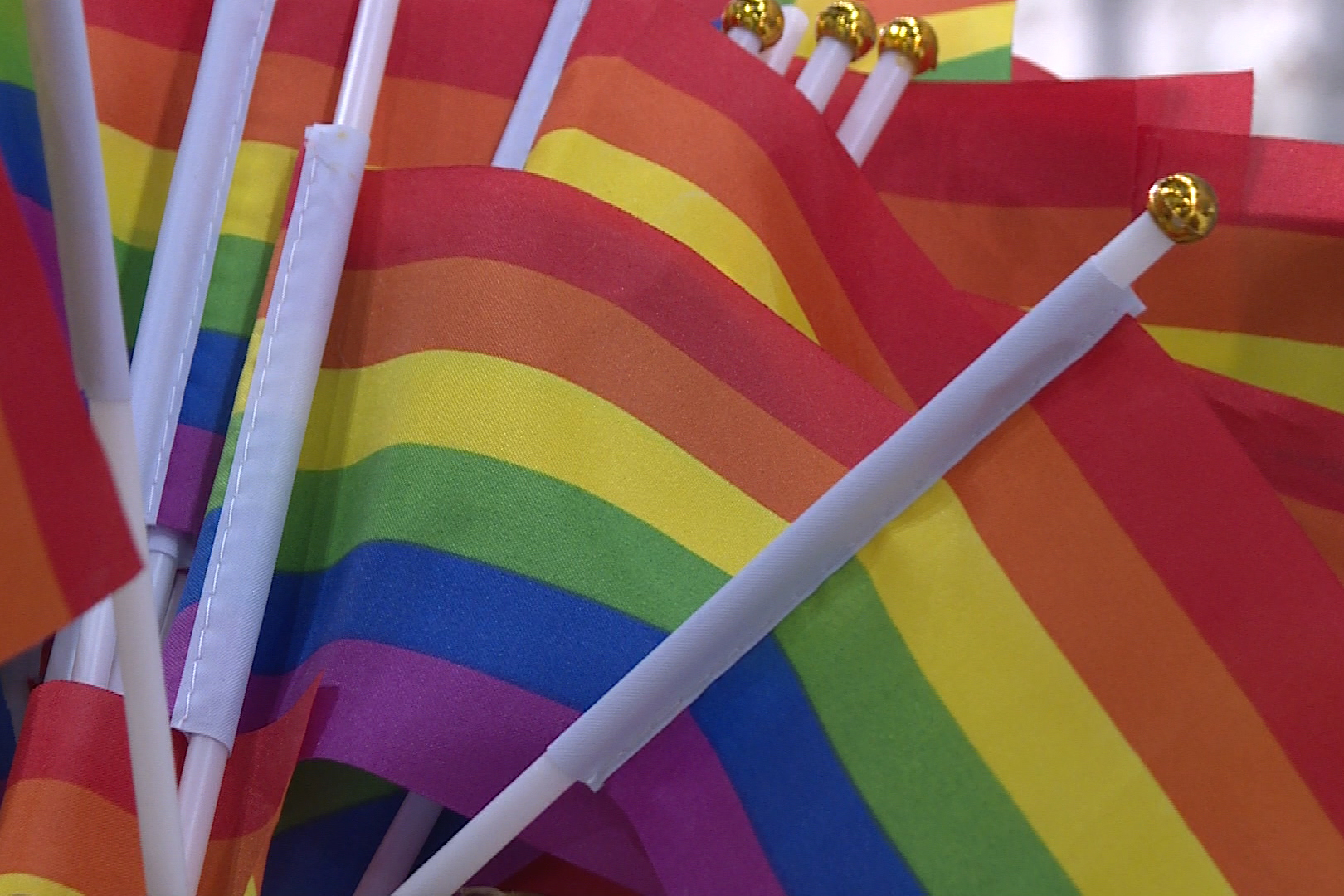 Many Rainbow Flags in Spencer Pride