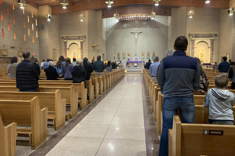 Sunday morning mass at St. Matthew Cathedral in South Bend on March 15, 2020.