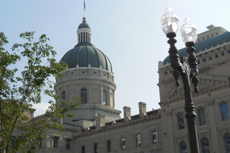 The Indiana Statehouse in the summer.