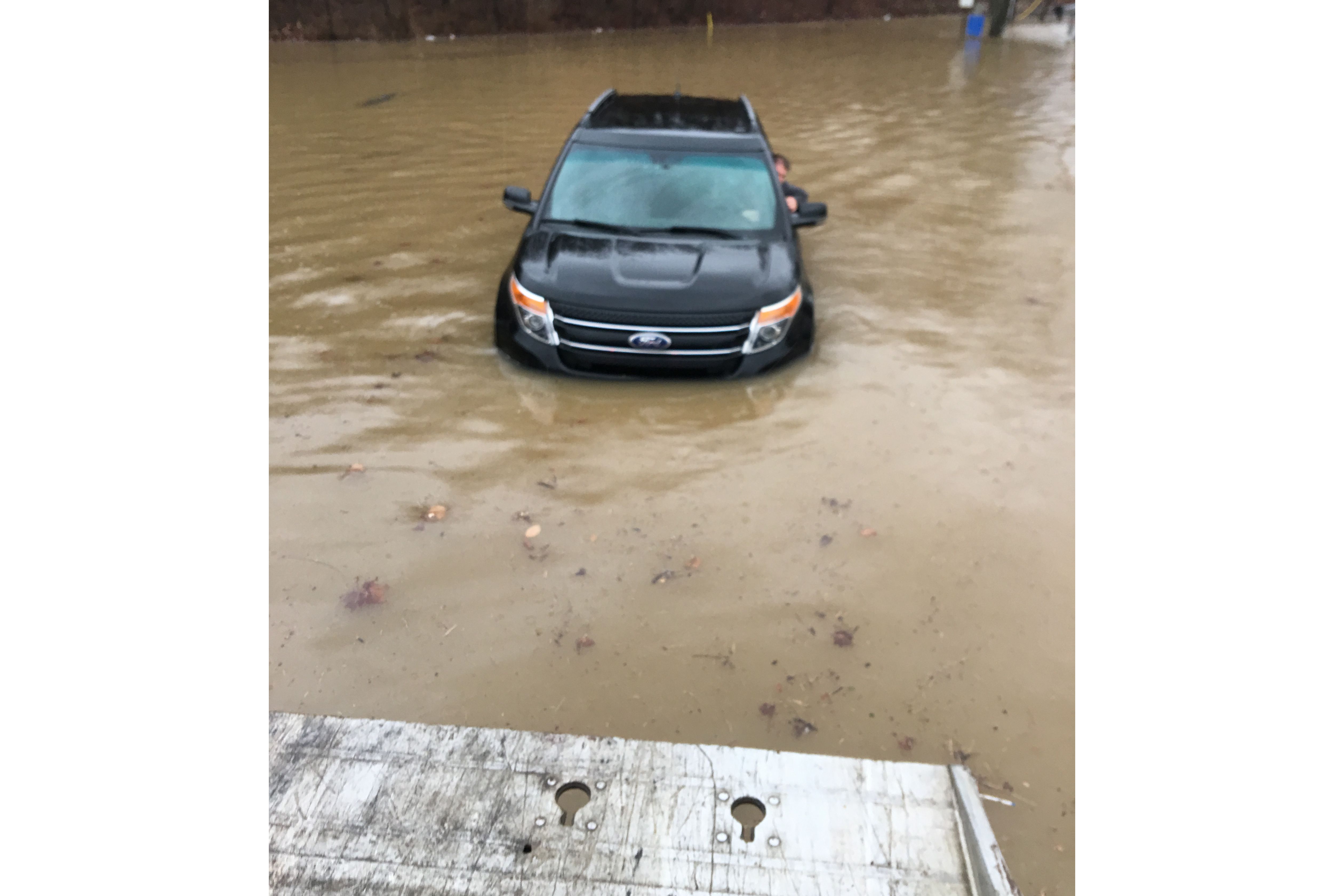 stuck car in water