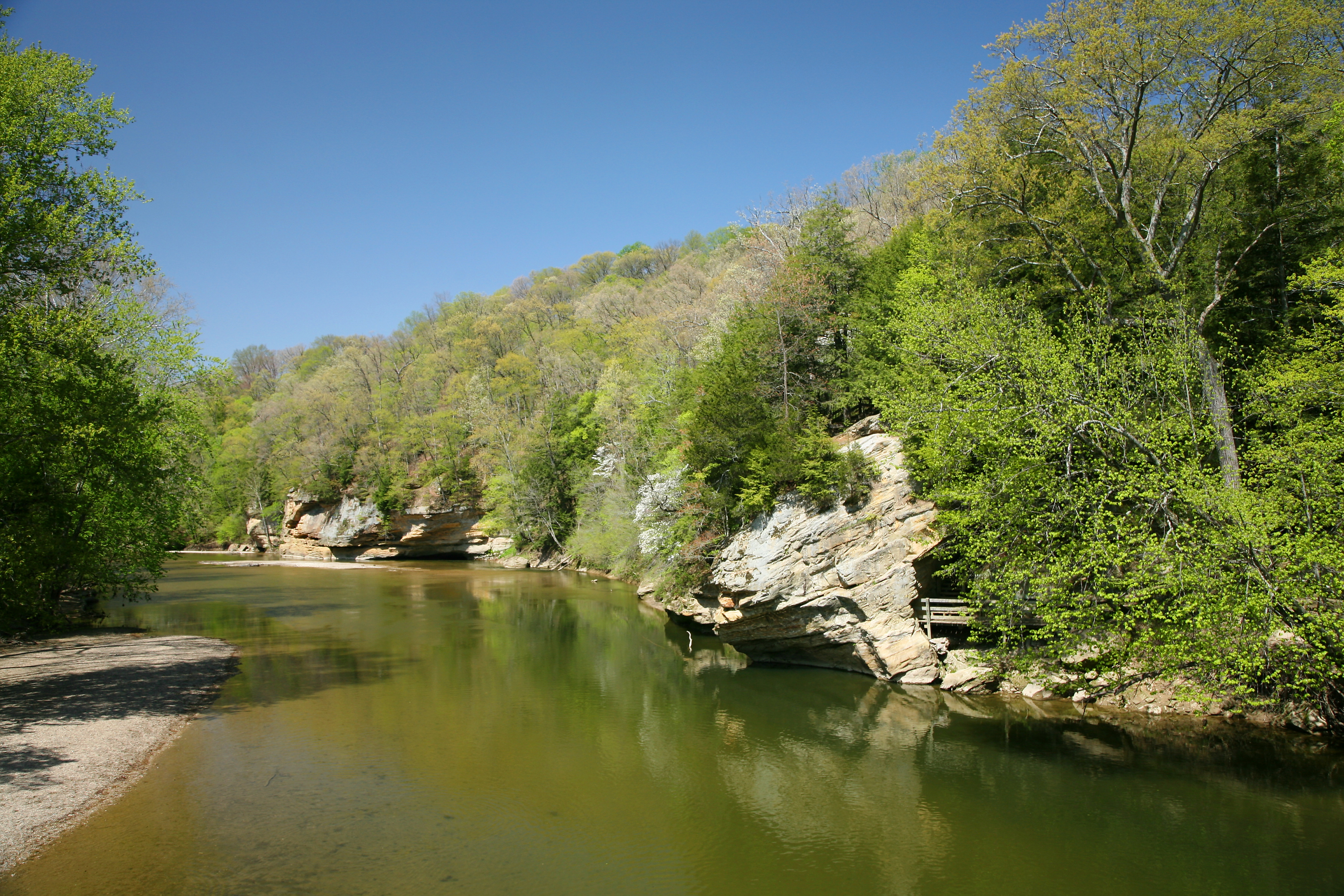 A view of Sugar Creek as it runs through Indiana's Turkey Run State Park