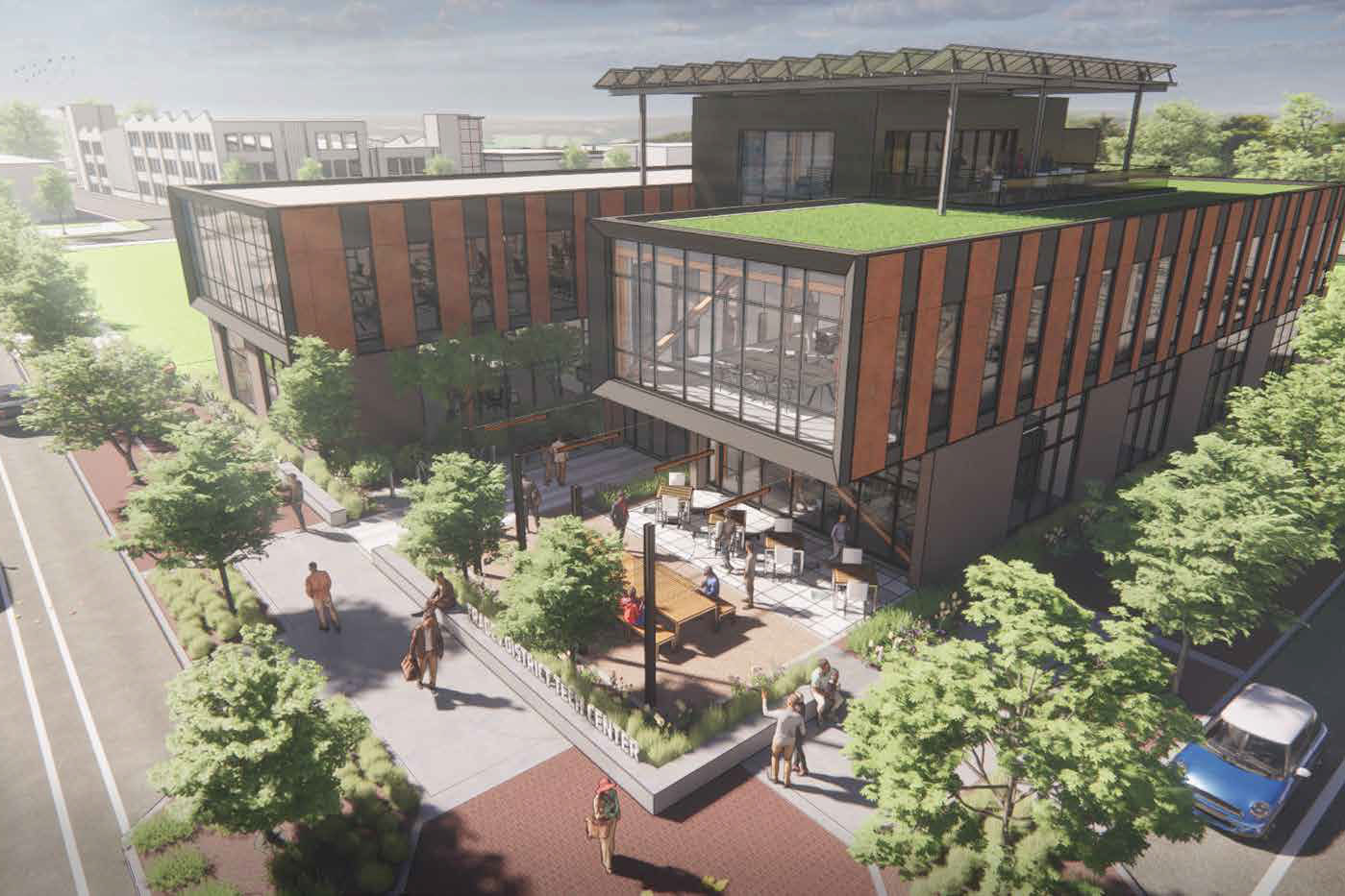 Rendering of the Trades District Technology Center