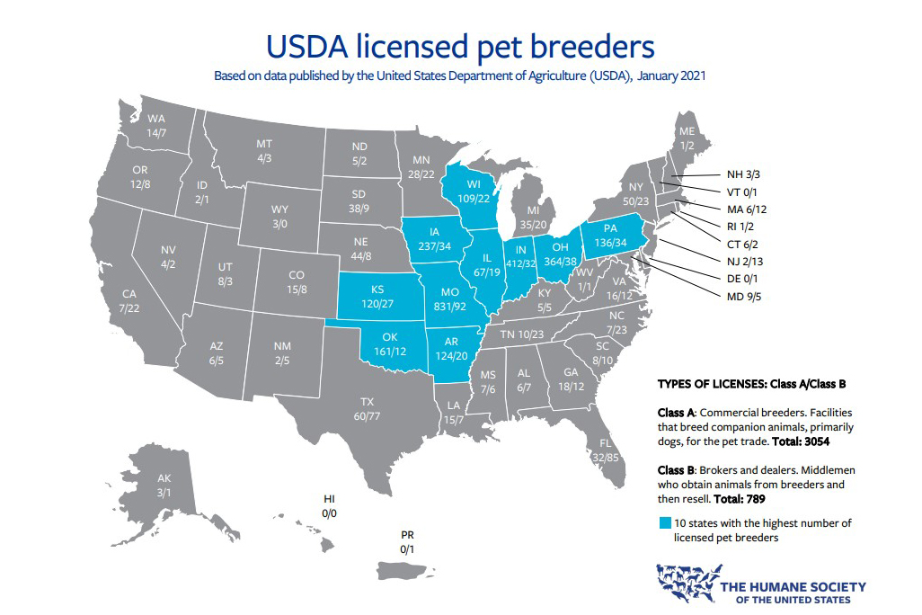 USDA Licensed Pet Breeder map