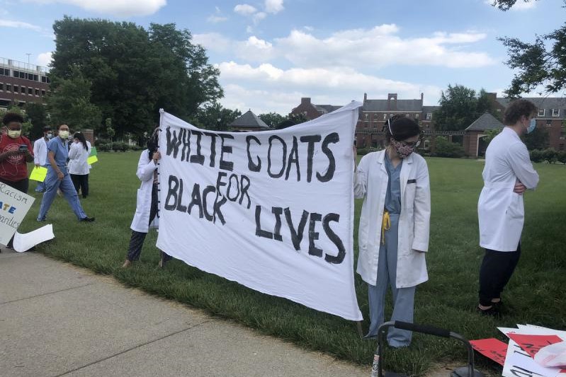 "White Coats for Black Lives" march in Indianapolis.