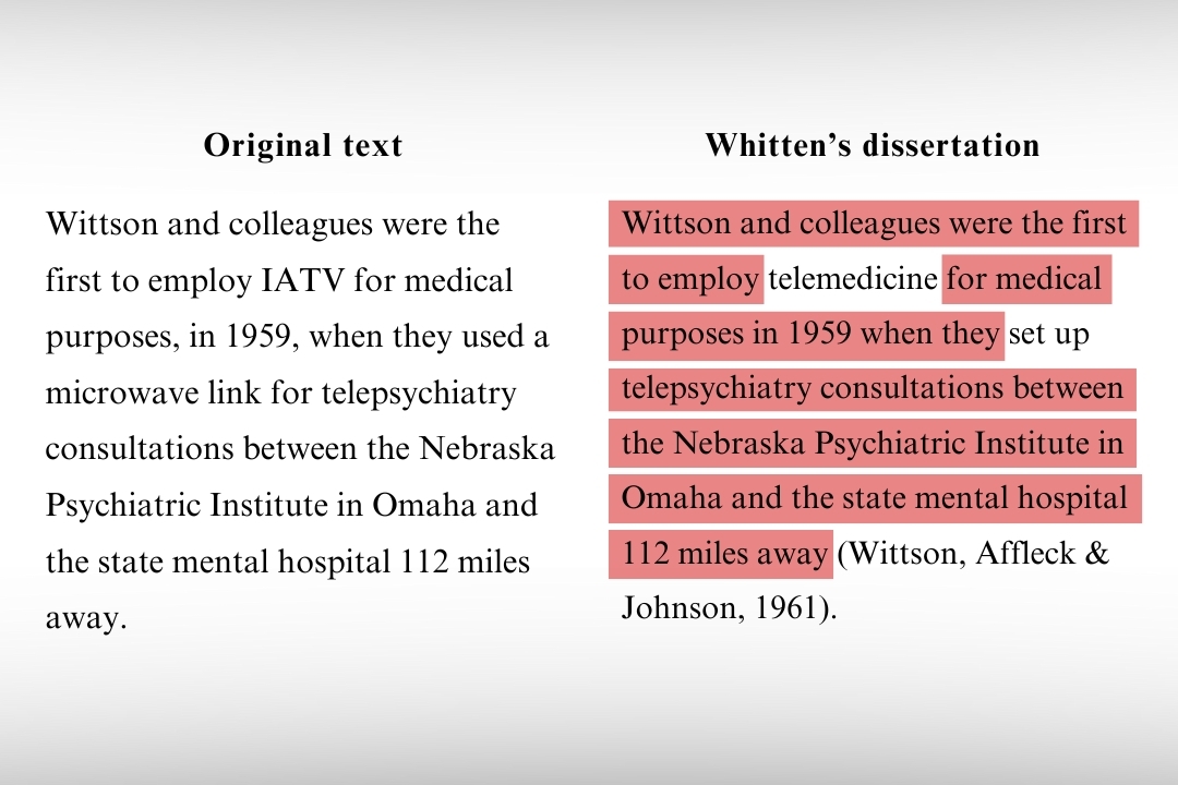 President Pamela Whitten writing vs. the source