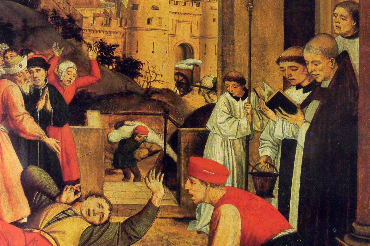 Medieval painting of the Justinian plague.