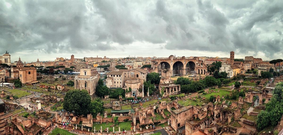 A panoramic view of Rome along the Via Sacra