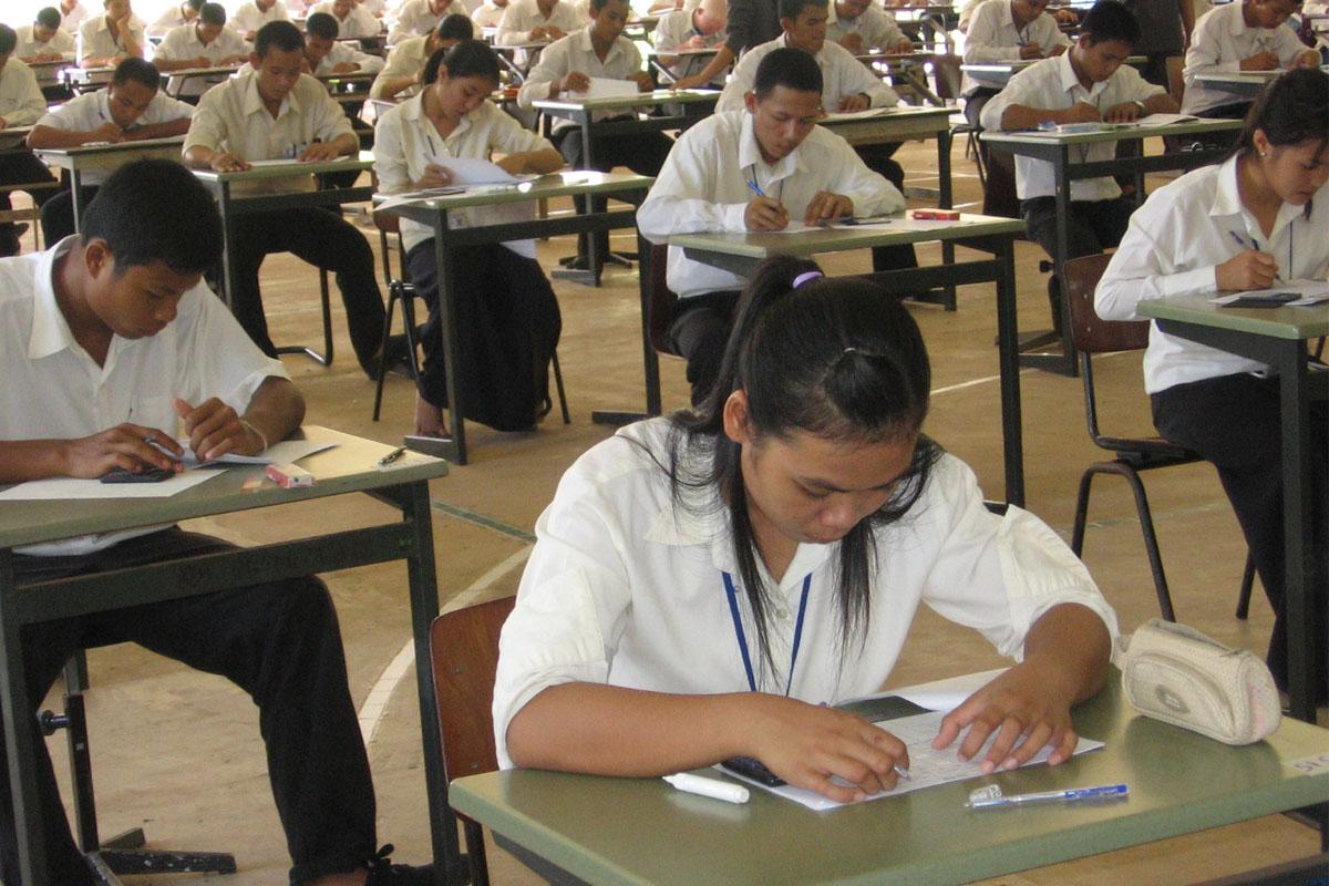 Photo of students taking tests.