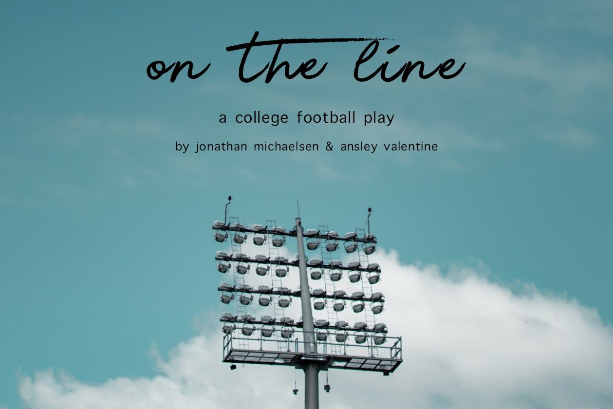 publicity image for On the Line: A College Football Play (stadium lights against the sky)