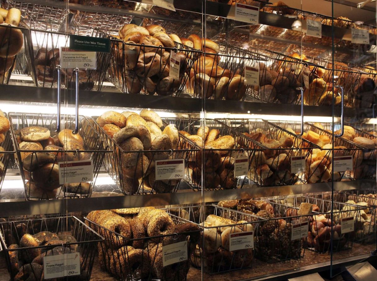 A bagel display in Manhattan