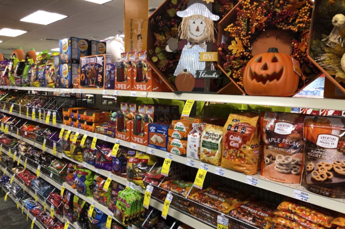 Store shelves full of Halloween candy