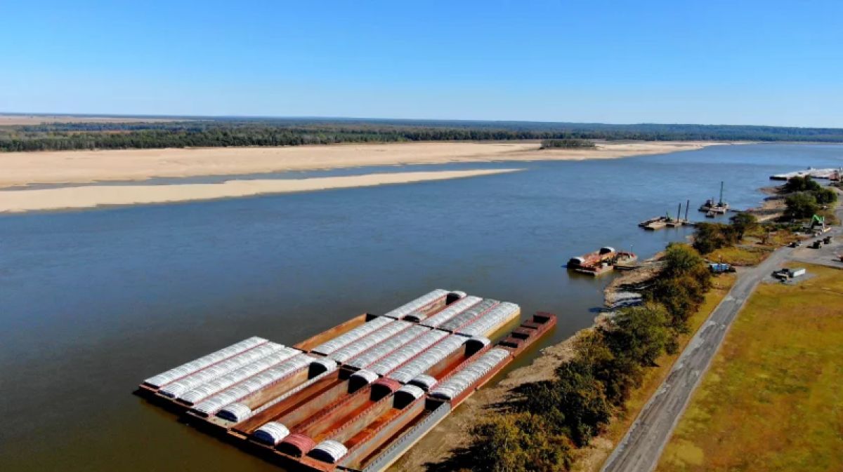 Barges on the Mississippi River