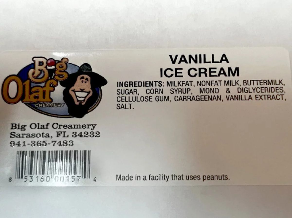 Big Olaf ice cream label