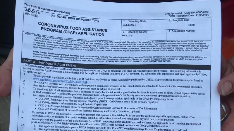 Image of government form "Coronavirus Food Assistance Program Application"