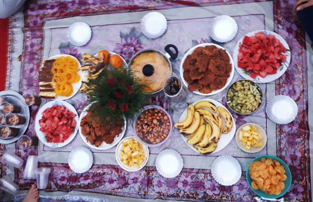 Table full of Afghan food