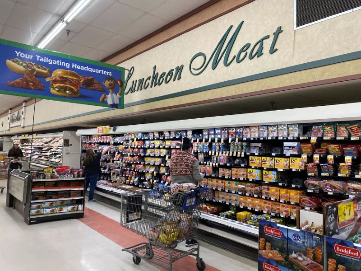 The lunch meat section of a supermarket