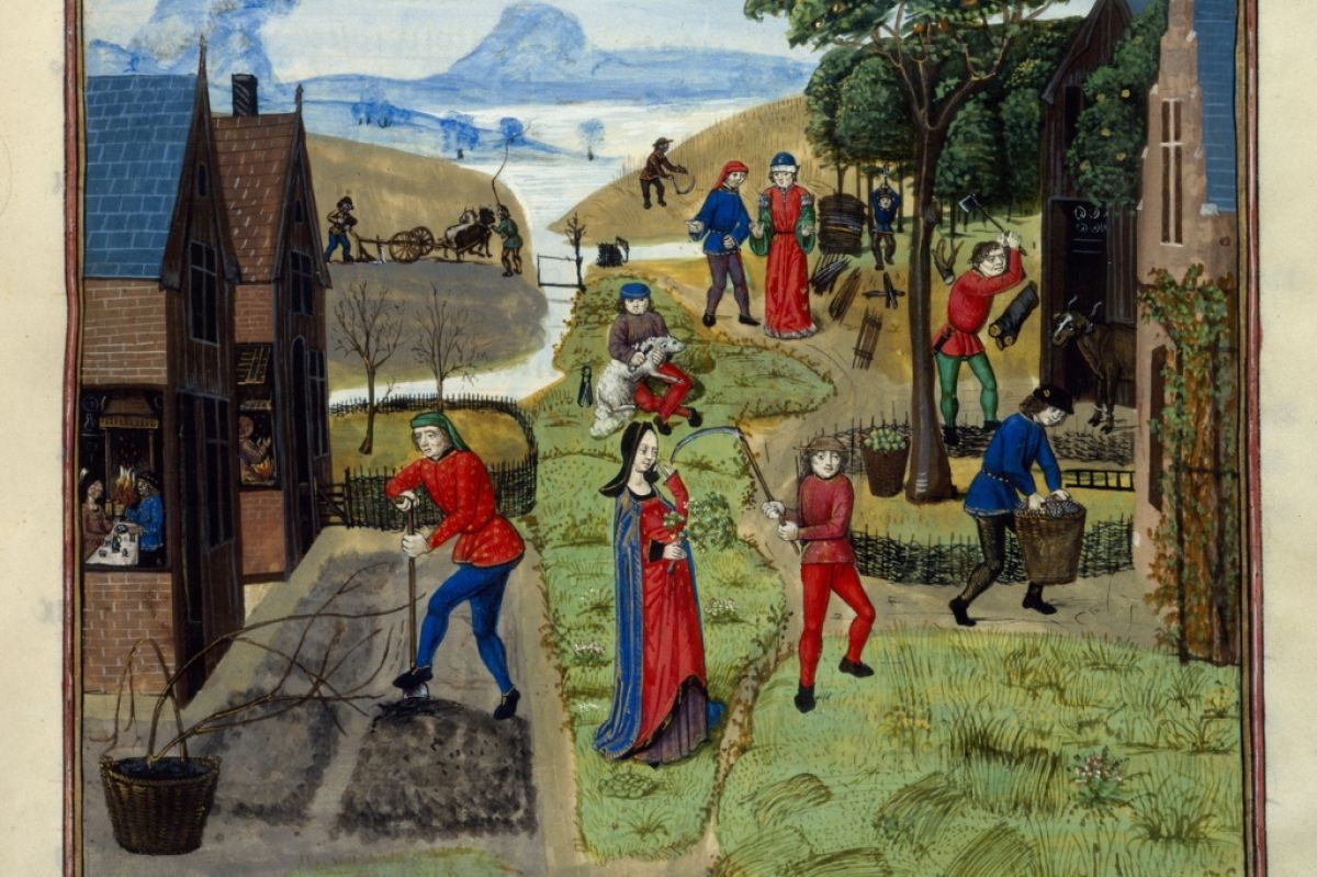 Agricultural laborers portrayed on 15th c. manuscript