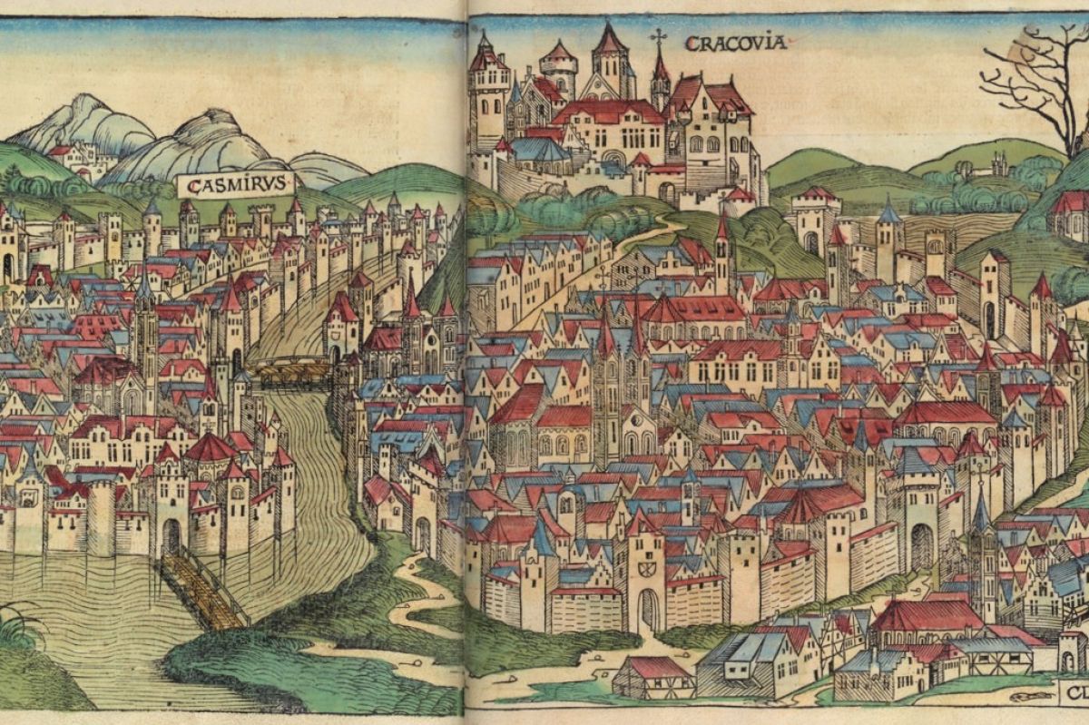 Woodcut of the Polish city of Kraków from the Nuremberg Chronicle