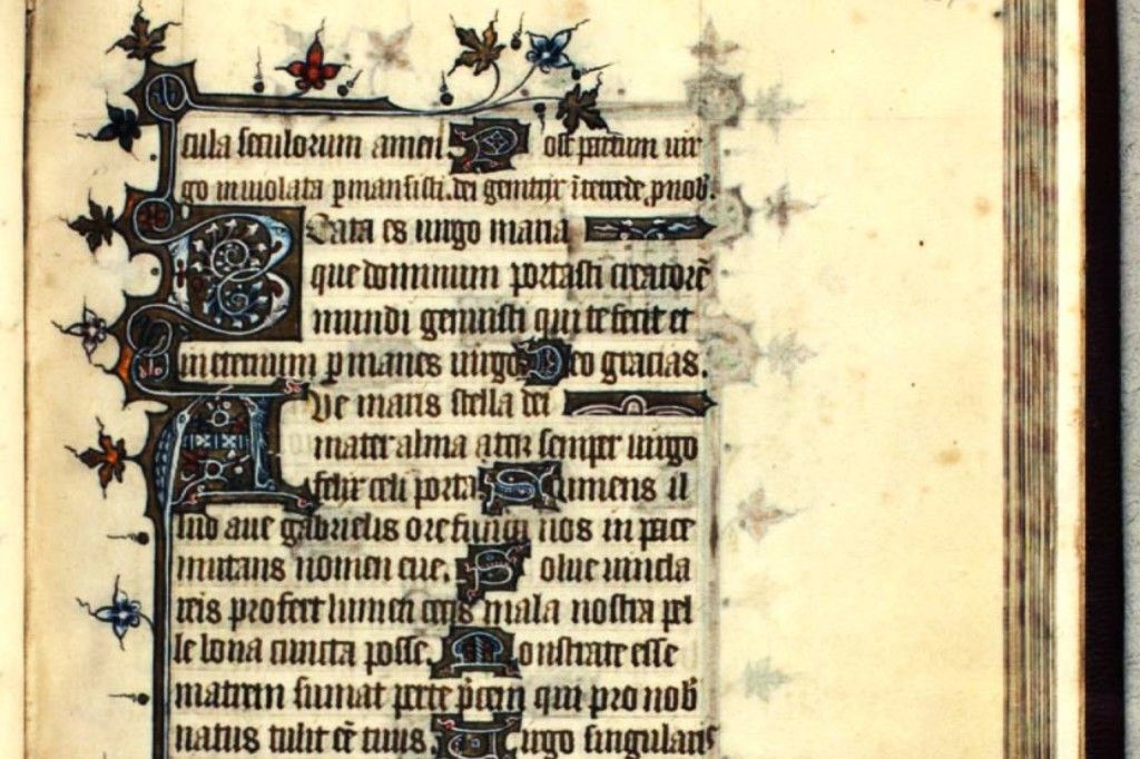 Ave maris stella text, from a medieval manuscript.