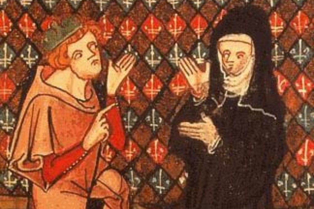 Heloise and Abelard from the 14th c. French manuscript Le Roman de la Rose.
