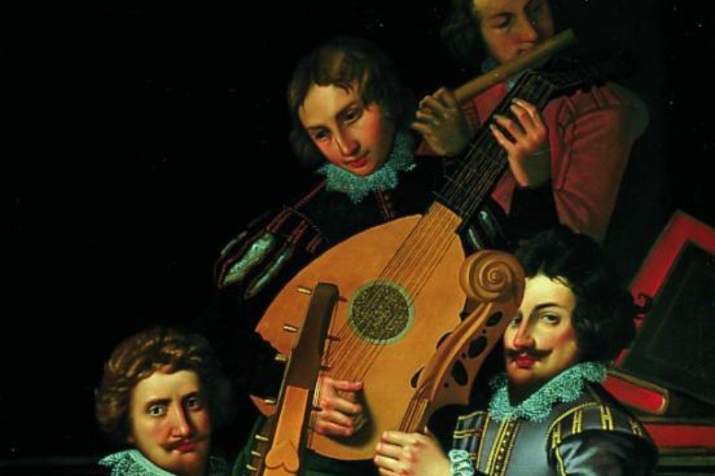 Christian IV's musicians painted by Reinhold Timm in 1622.