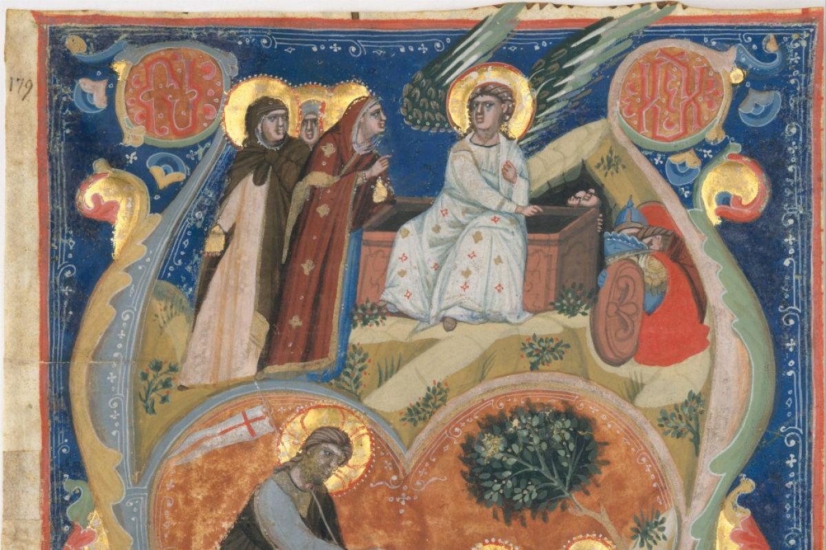 Scenes of Easter in an Initial A