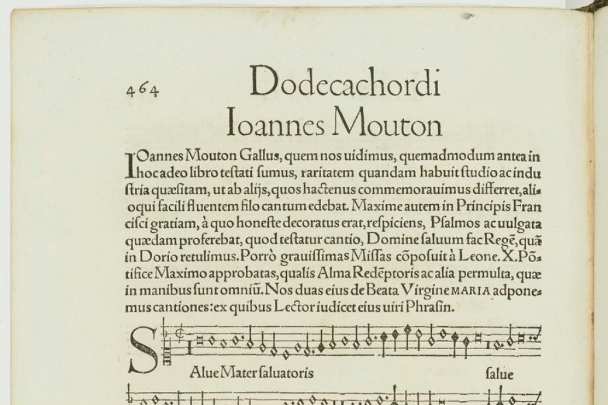 Mouton's page in the Dodecachordon