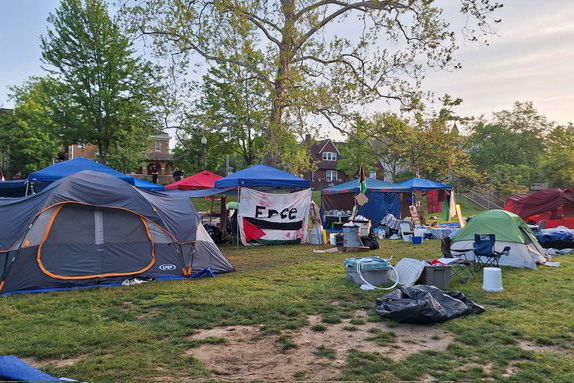 Morning at the encampment at Dunn Meadow, May 2