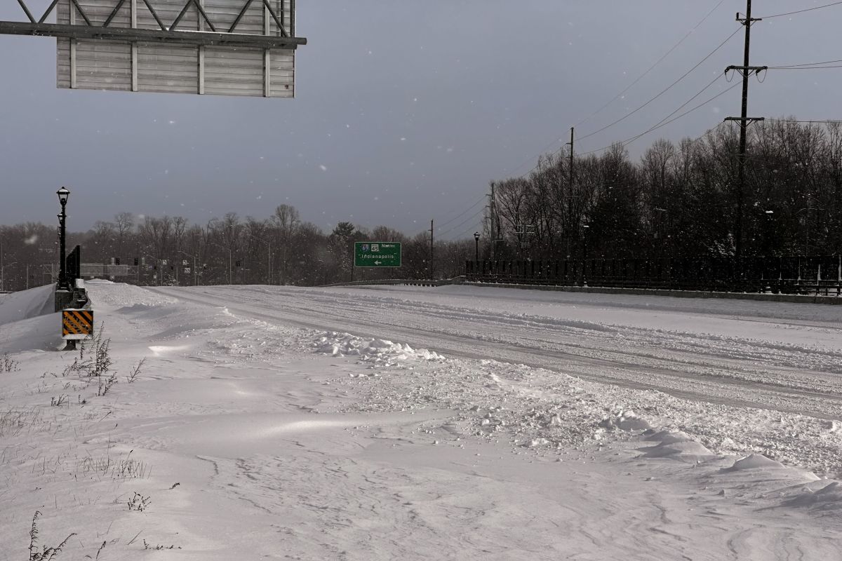 Snowy conditions continue on Interstate 69.