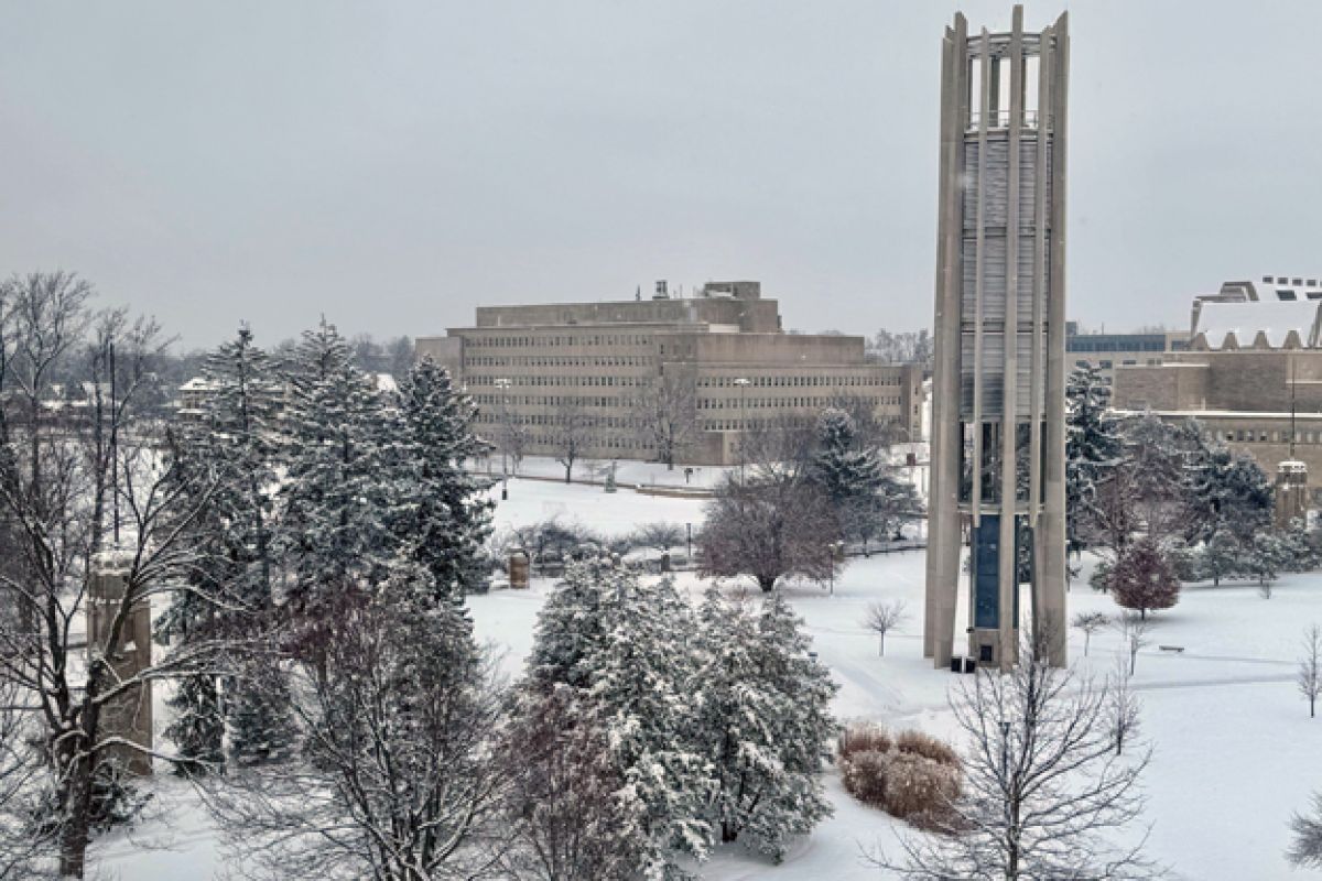 IU campus after Friday's snowfall.