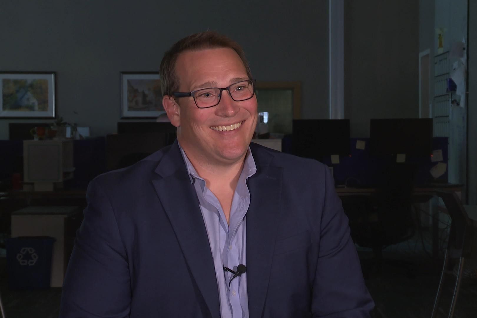 Democrat Tim Peck speaks is running for Indiana’s 9th Congressional District after a 2024 loss to Rep. Erin Houchin (R-IN9).
