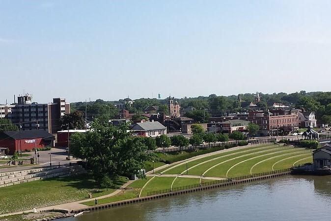 Downtown Jeffersonville Indiana viewed from the Big 4 Bridge