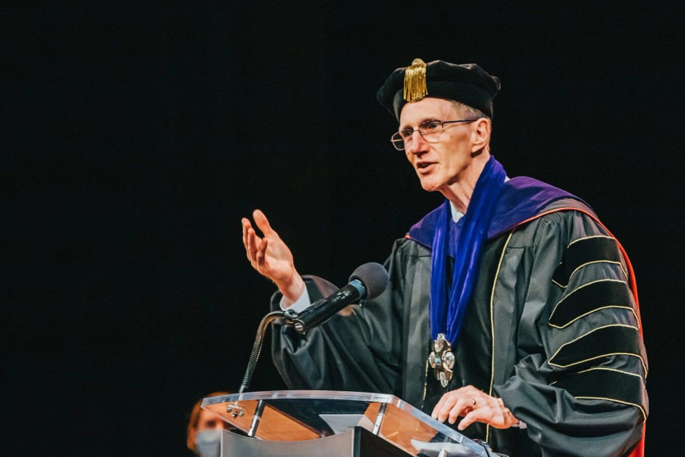 Anderson University President John Pistole leads a school commencement.