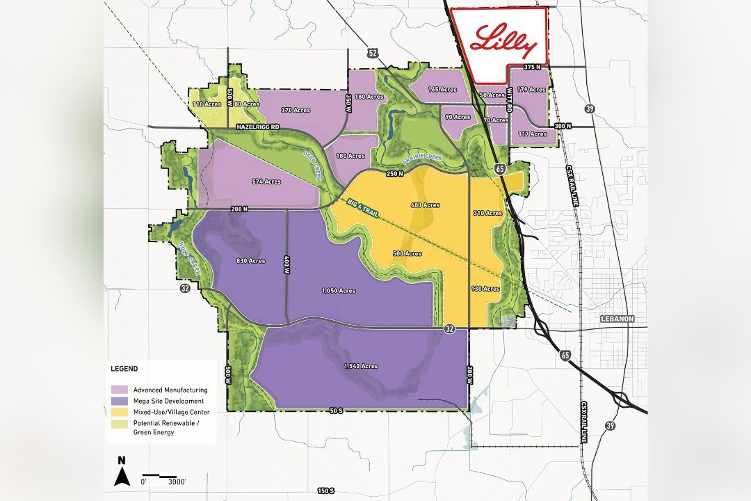 A proposed map of the LEAP Innovation District in Boone County, taken from the state website on May 13, 2025.