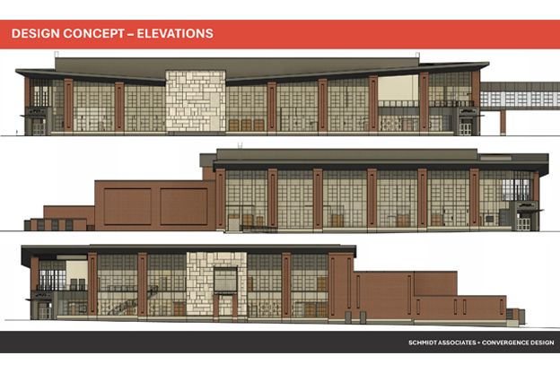 Facade rendering of the convention center expansion